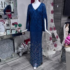 Brand new Elegant Blue Sequin Evening Gown